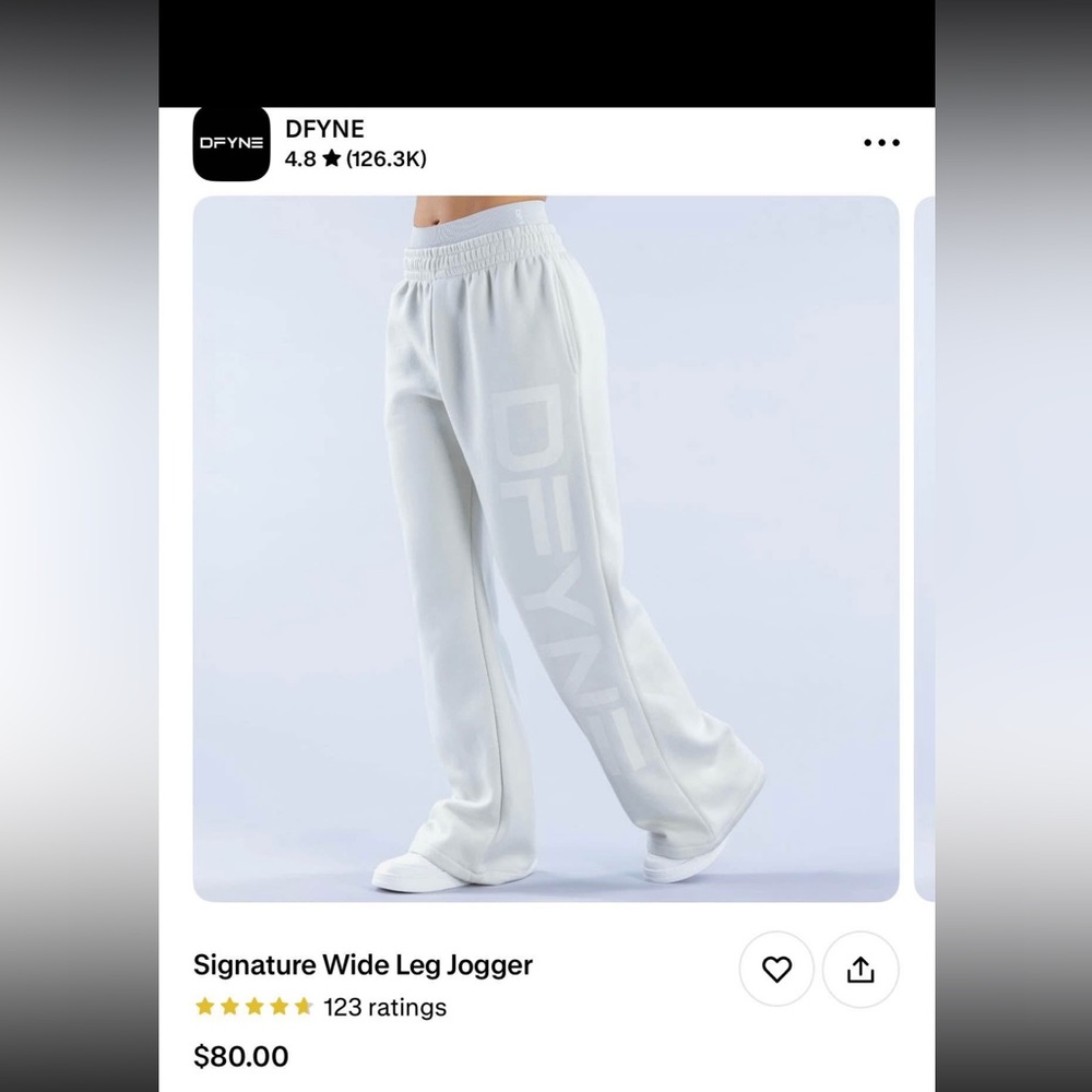 DFYNE Women's White Wide Leg Jogger